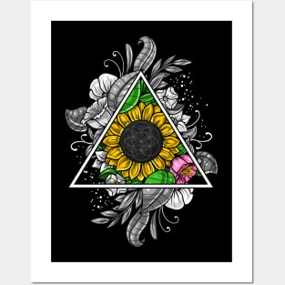 Sunflower Flower Of Life Posters and Art